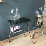 Vintage chrome and smoked glass wheeled dessert