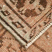 Vintage Persian Peach & Brown Rug, Oriental Pattern Rustic Carpet, 187x292