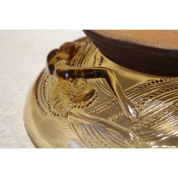 Glass coupe 'Naïades' with turned wooden Art Deco base