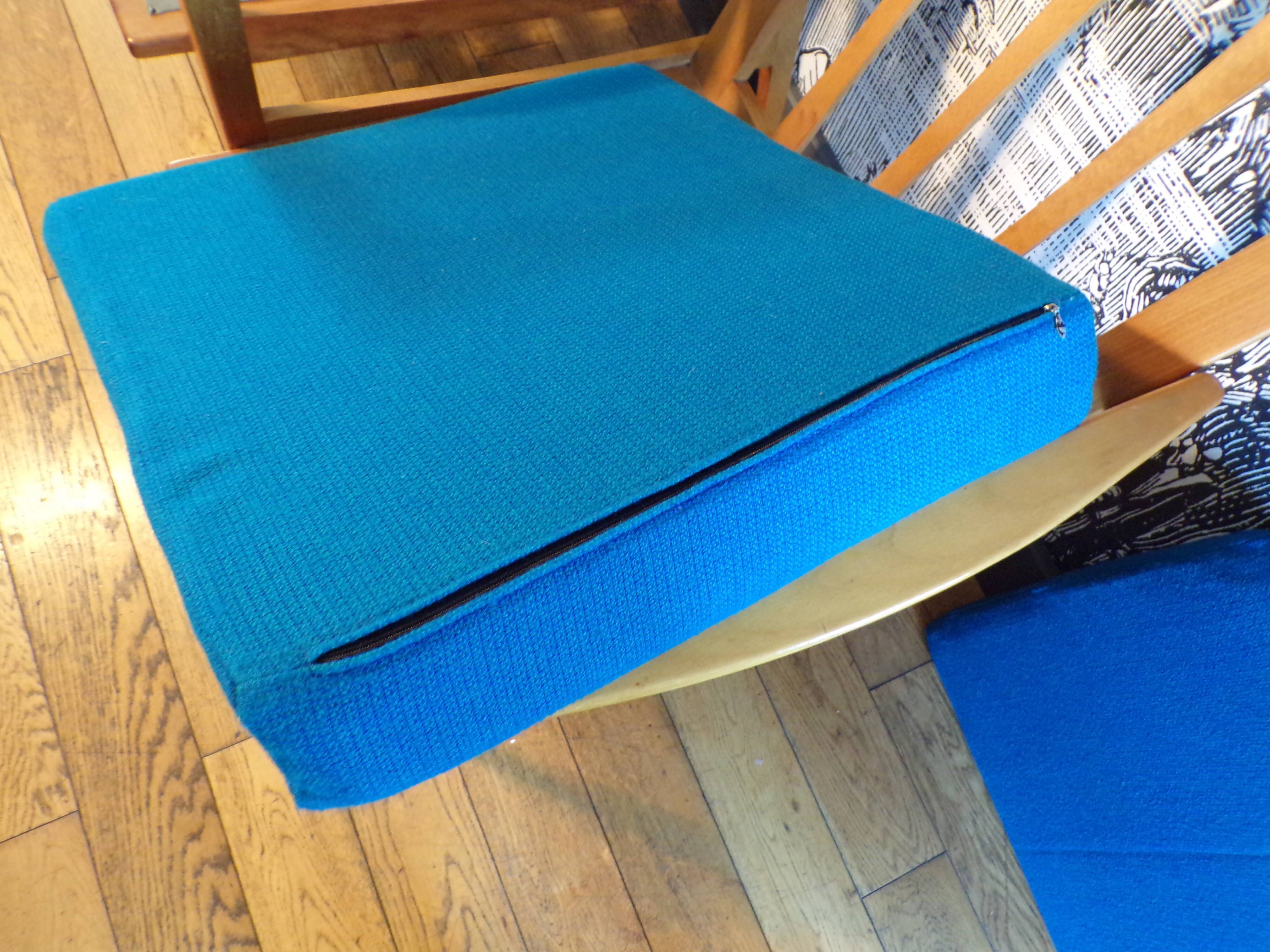 Pair of blue jersey Scandinavian armchairs