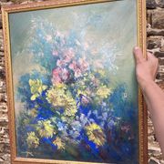 Huile sur toile fleurs G de Marco 50X60