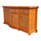 Vintage rattan & wood orange curved sideboard, 1980s