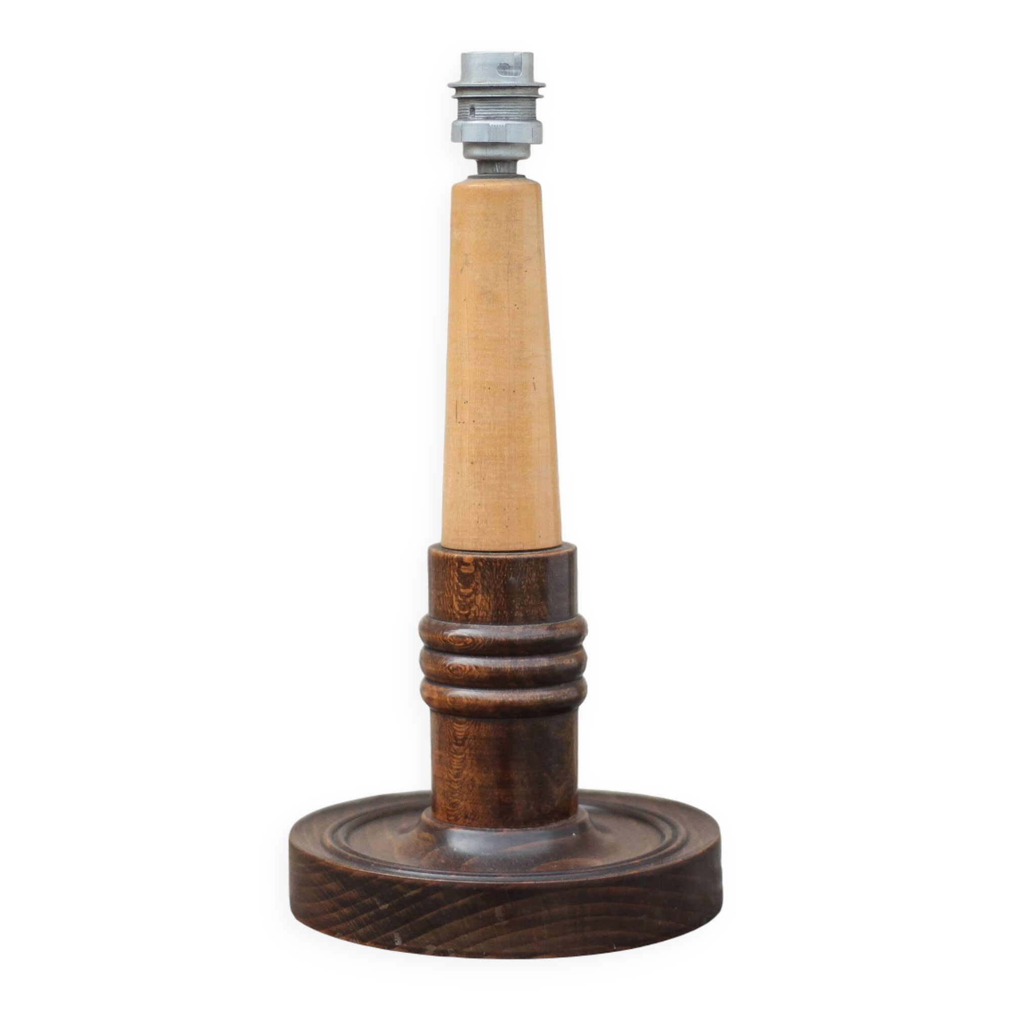 Art Deco wooden lamp, vintage wooden lamp base, table lamp.