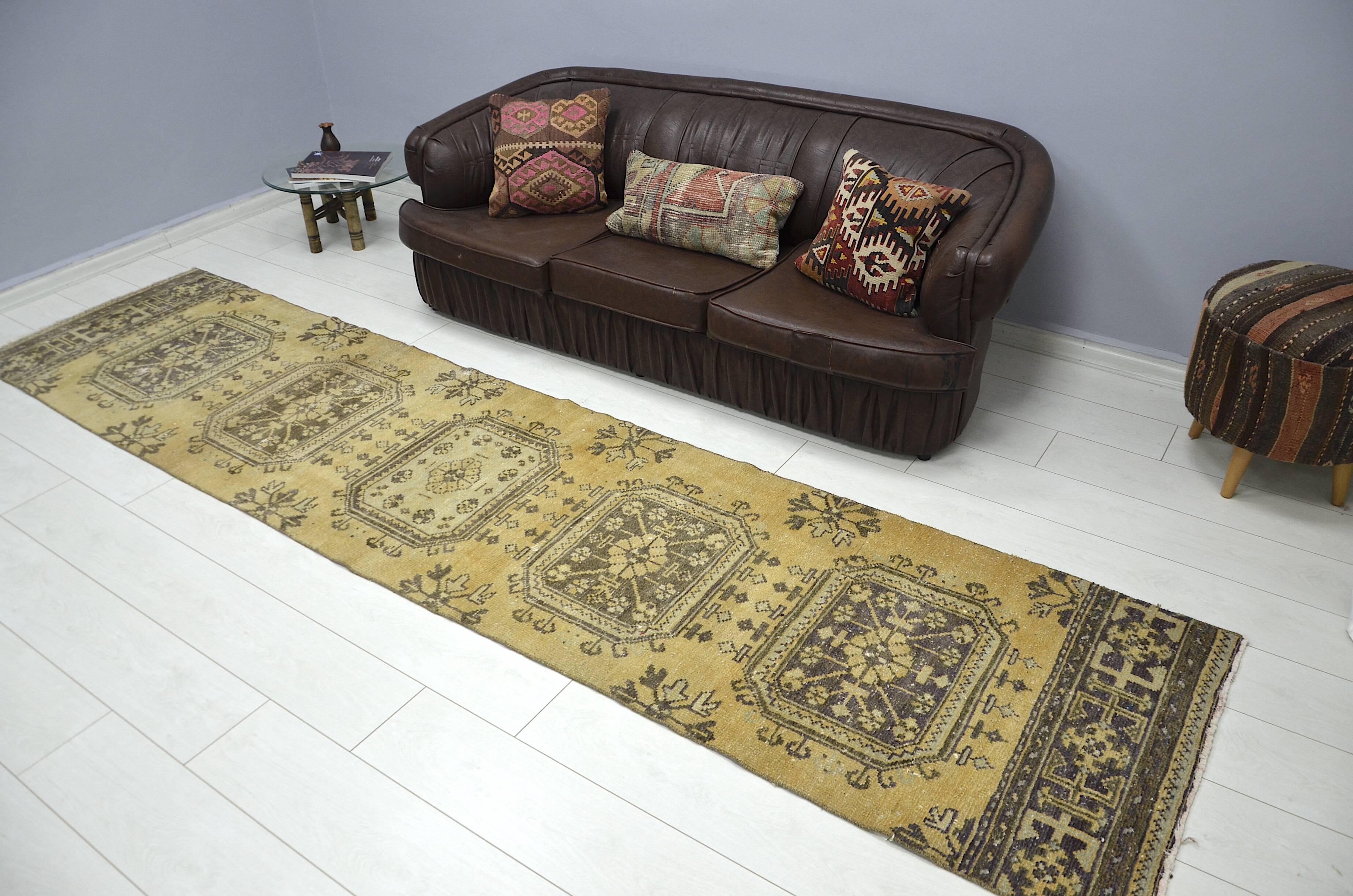 Yellowish & Brown Oushak Runner sku 2255.