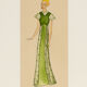 Art Déco Fashion Illustration IV, Gouache on Paper, 36 x 123 cm