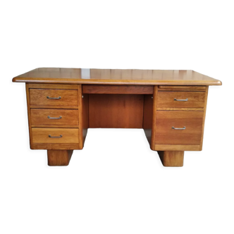 Executive desk coffered wood vintage modernist 1950