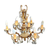 Lustre en bronze pampilles et décor anges