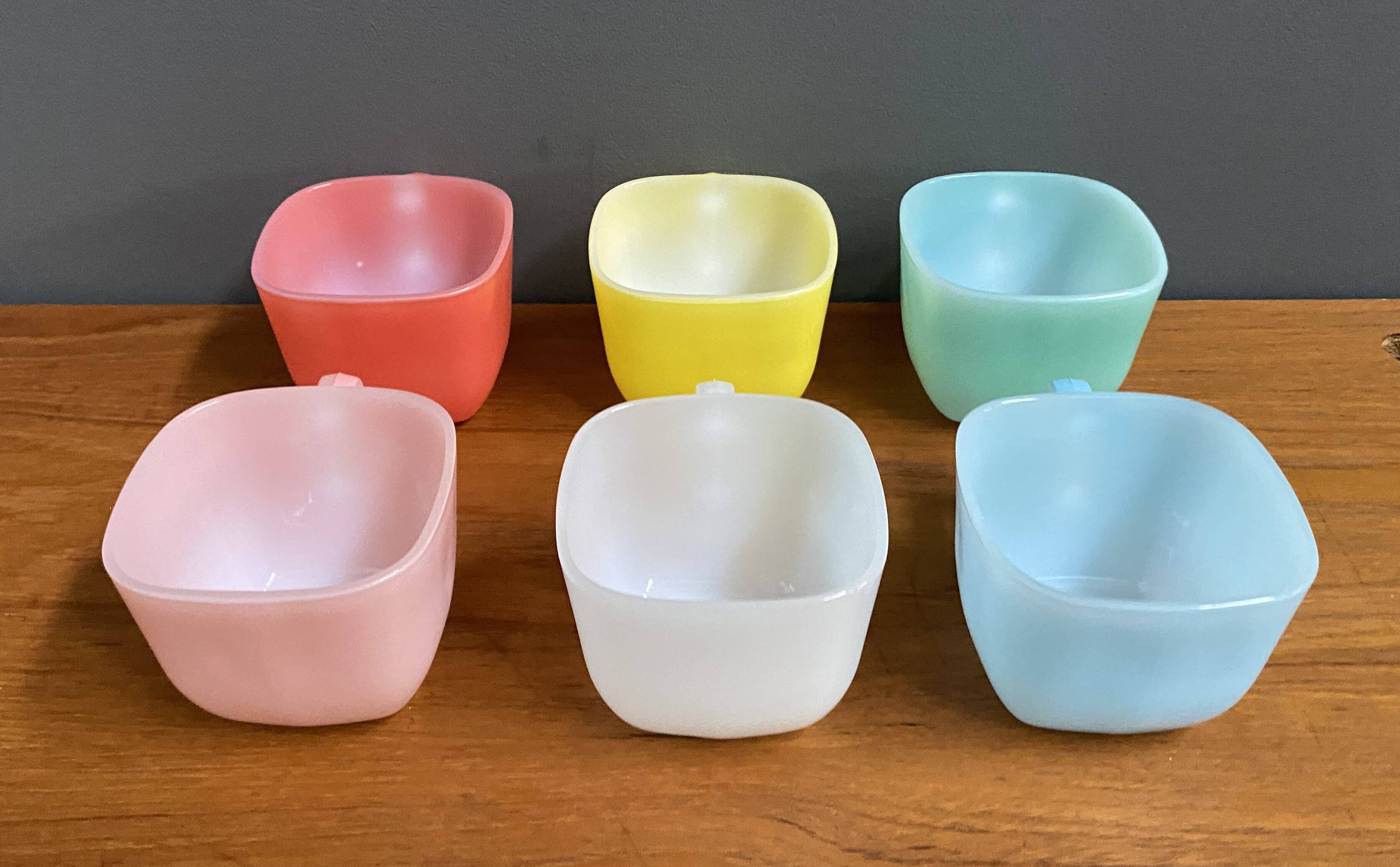Lot De 4 Tasses Vintage Fire-King En Verre Opale Blanc – Oven-Proof – Années 50/60