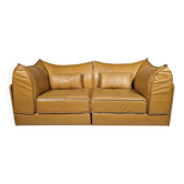 Canapé sectionnel "Pagode" 2 places en cuir couleur tan De Sede DS-19, années 1970