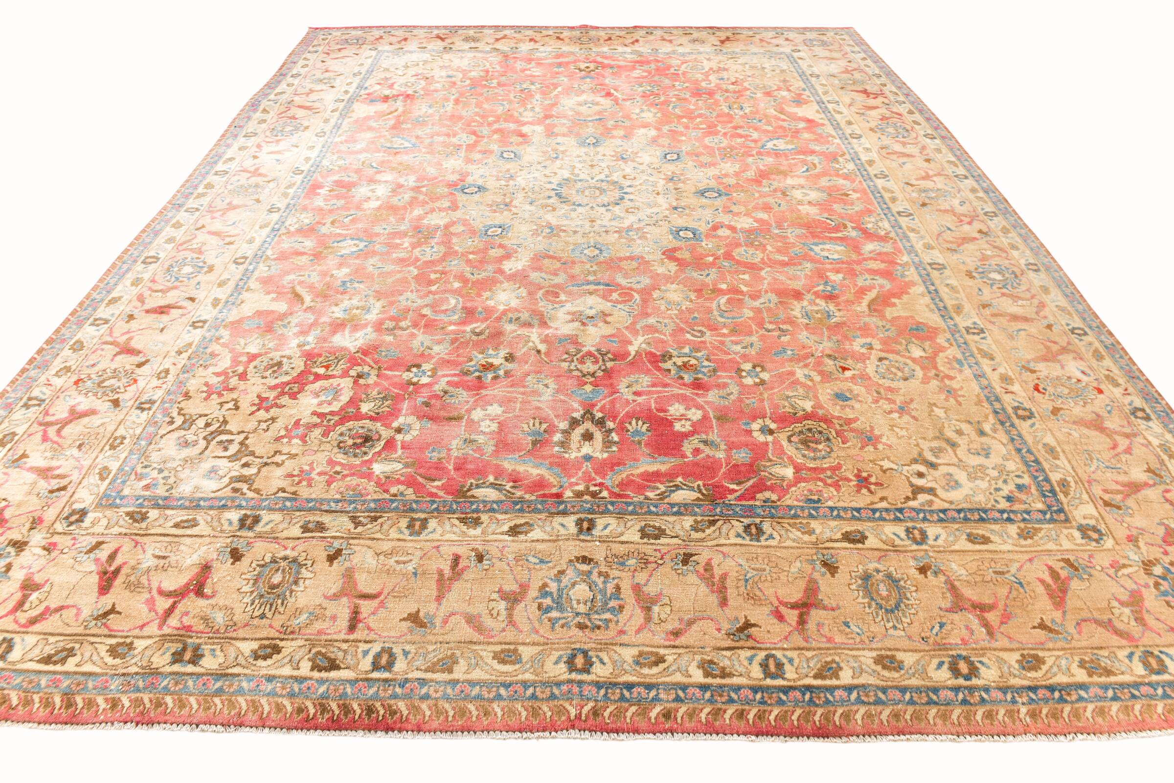 9x12 Pale Red & Cream Classic Persian Rug, 279x374Cm