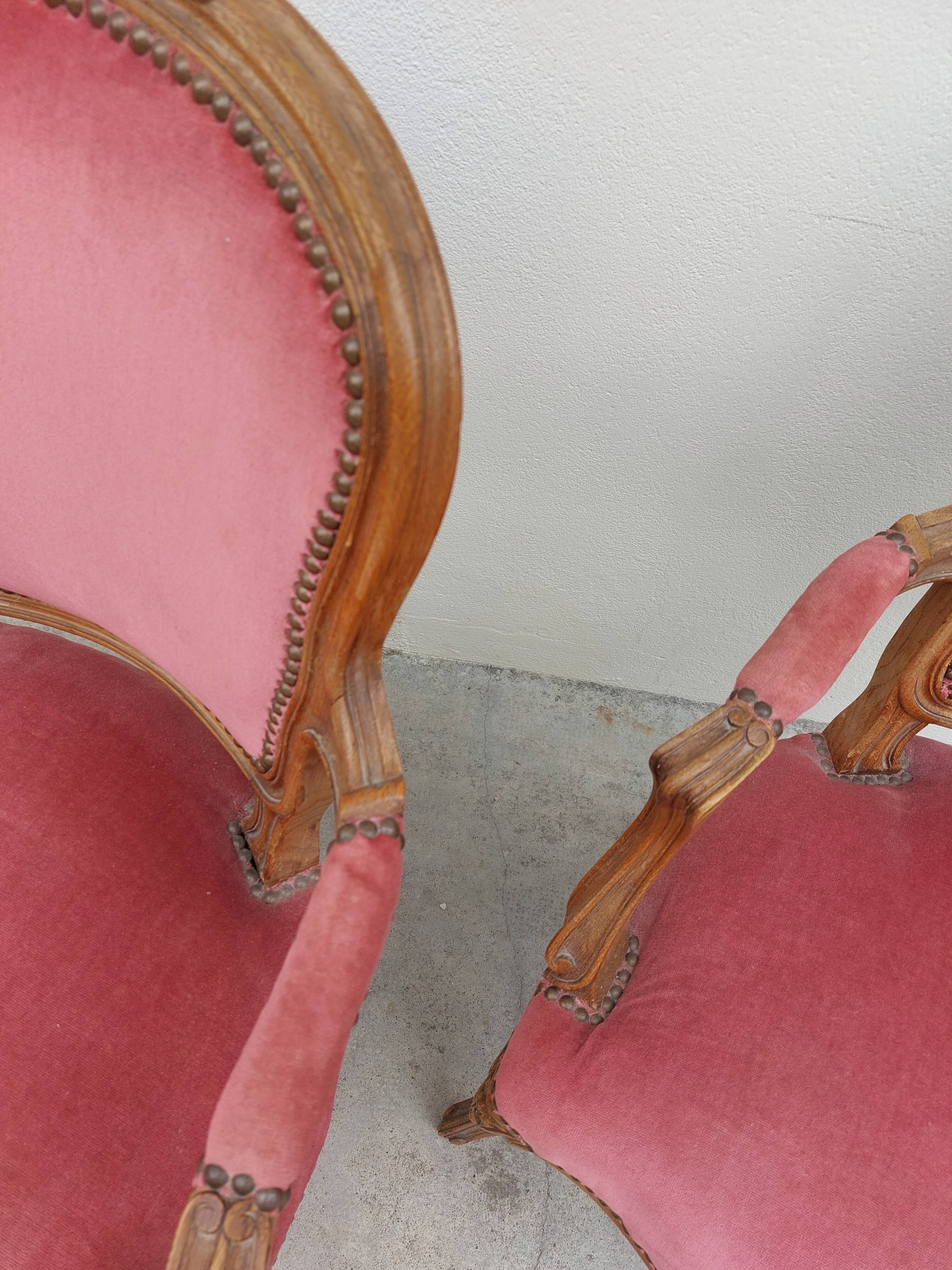 Series of 3 Louis XV chairs in old oak