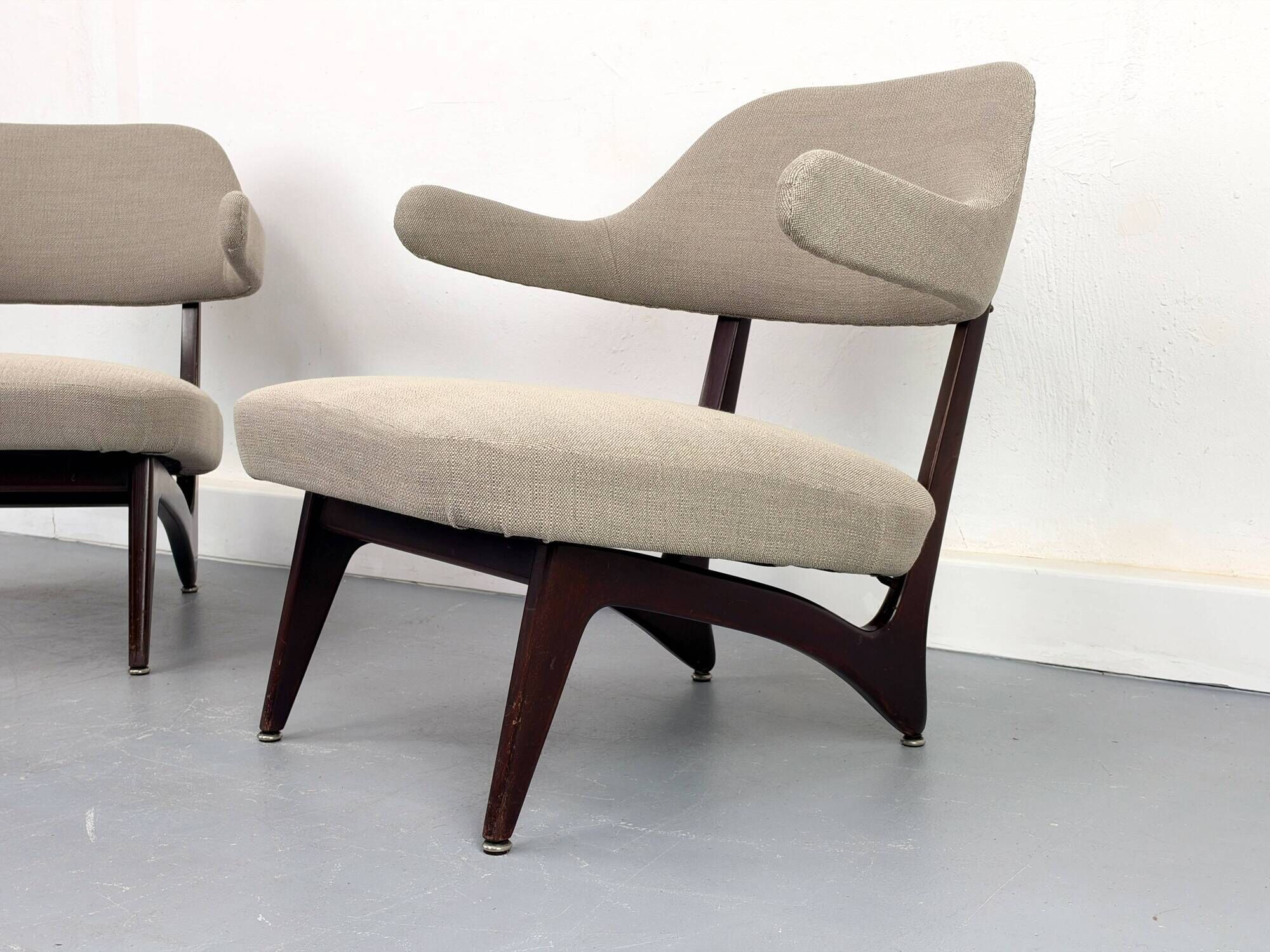 Lounge chairs with new fabric, 1950s, Set of 2