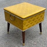 Yellow Scandinavian stool with square storage