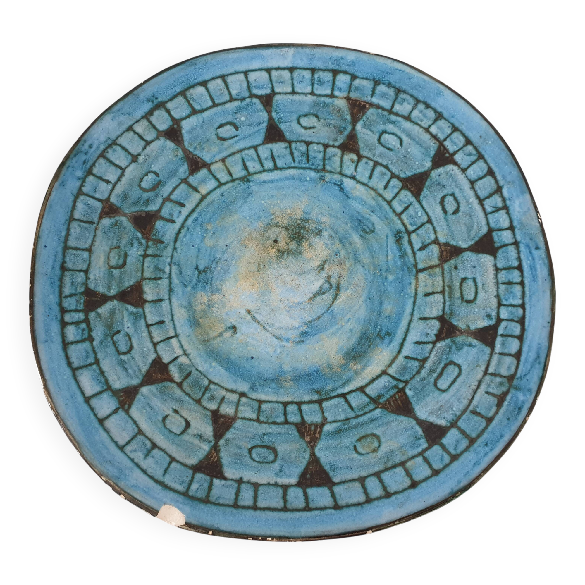 Vintage ceramic plate 60's 70's - Signed A. Maunier (Vallauris) 29cm