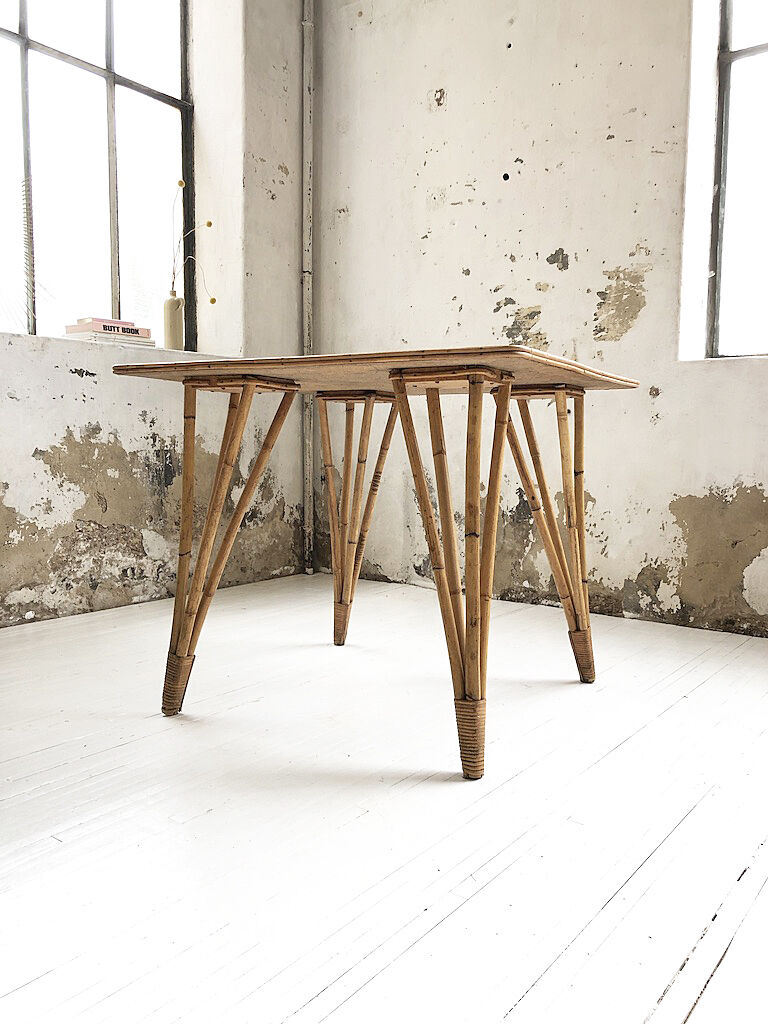 Vintage rattan meal table