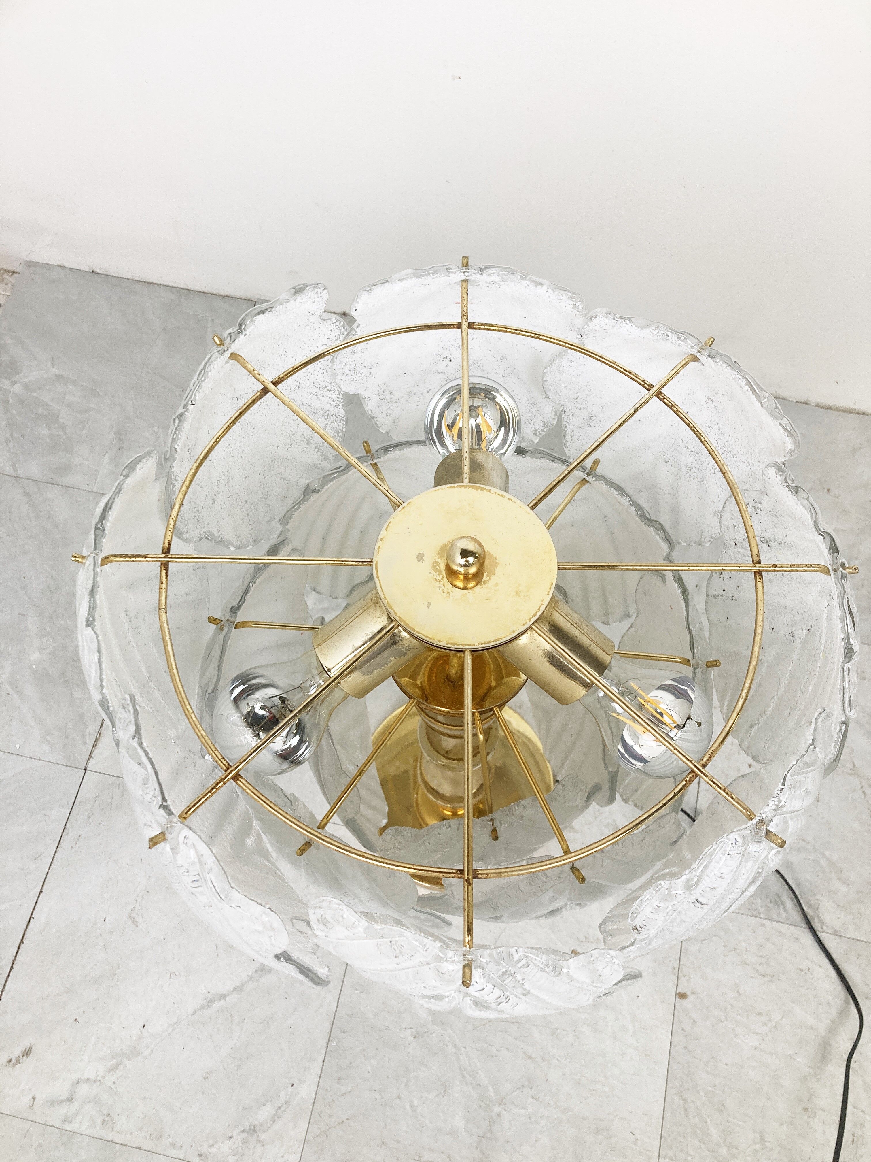 Vintage murano leaf table lamp, 1970s