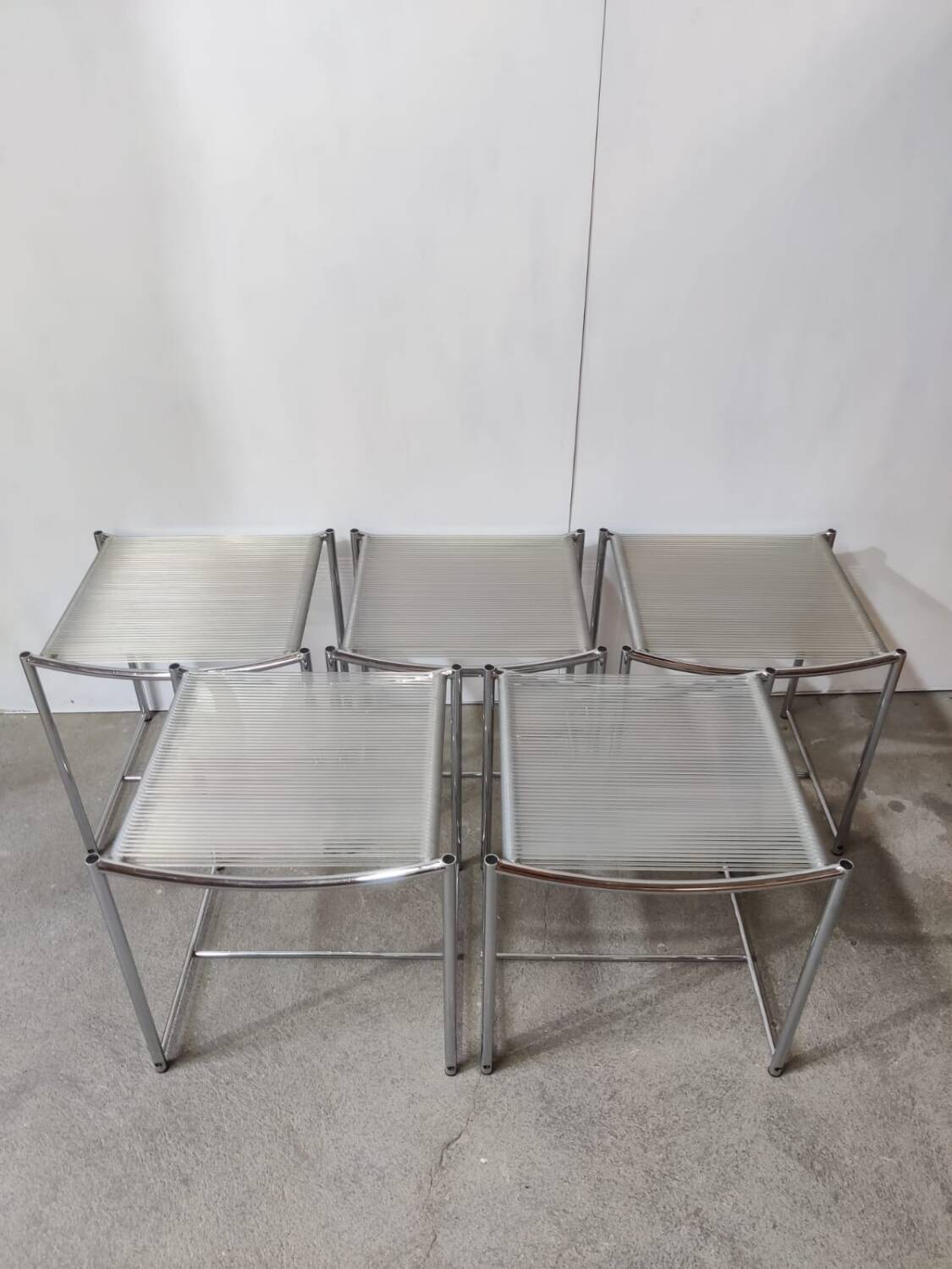 Series of 5 spaghetti stools by G. Belotti Alias