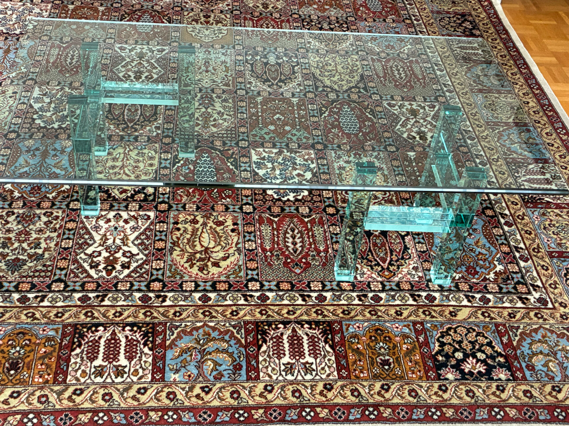 Rectangular glass coffee table, postmodern design — 1980s —