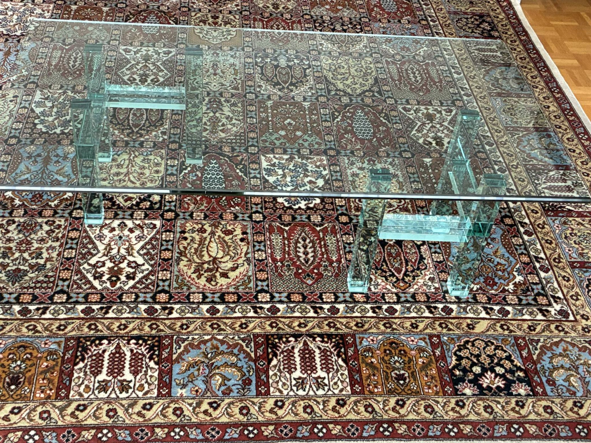 Rectangular glass coffee table, postmodern design — 1980s —