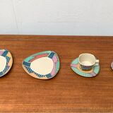 Postmodern Flash One Series coffee service, plates, cups, saucers by Dorothy Hafner for Rosenthal, 1980s, Set of 6