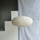 Suspension in rattan and natural linen Japanese style flattened oval h35 d60