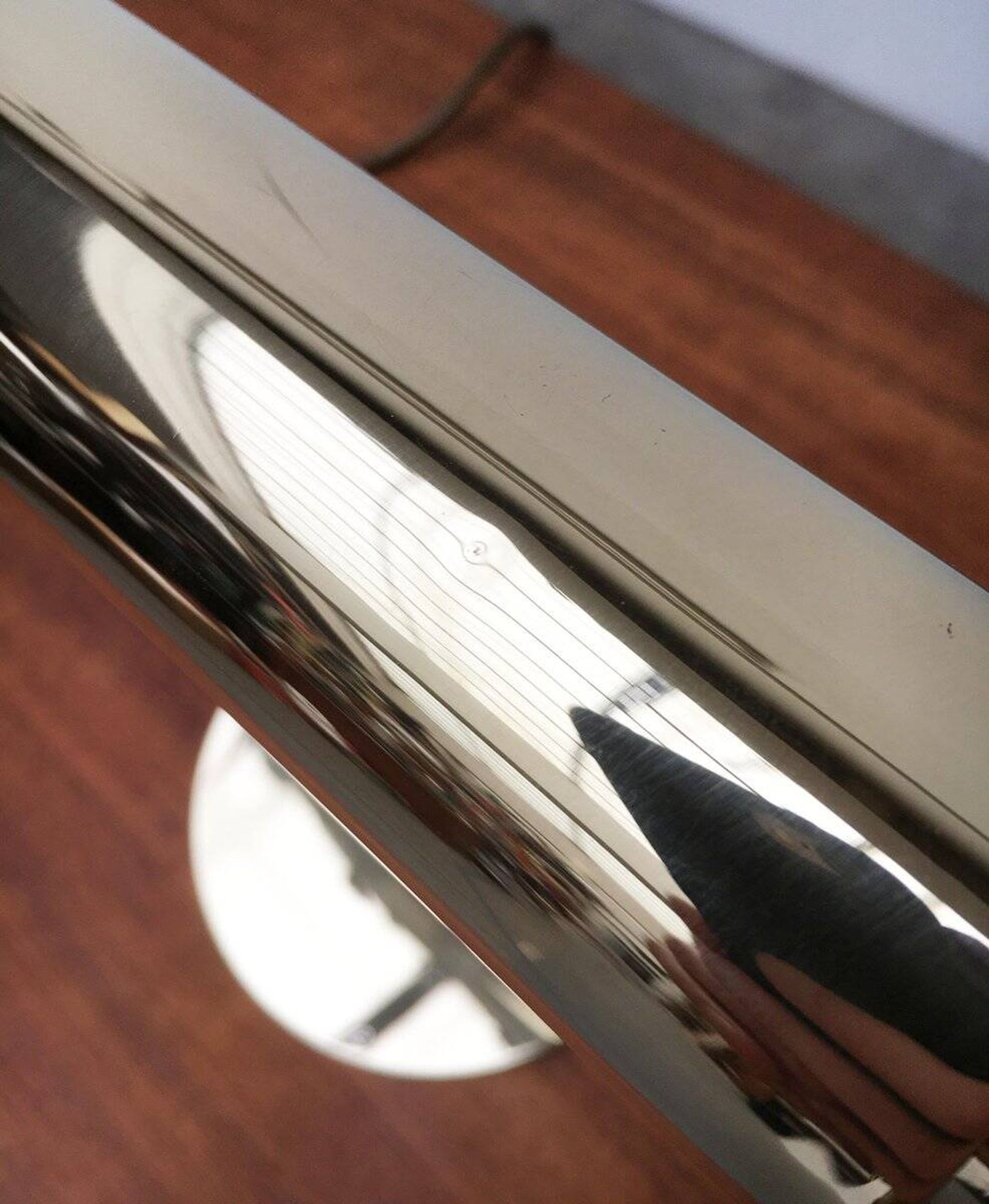 Mid-century minimalist brass table lamp by Rosemarie & Rico Baltensweiler for Baltensweiler.