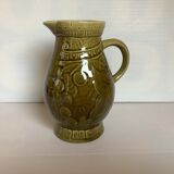 Sarreguemines khaki green pitcher