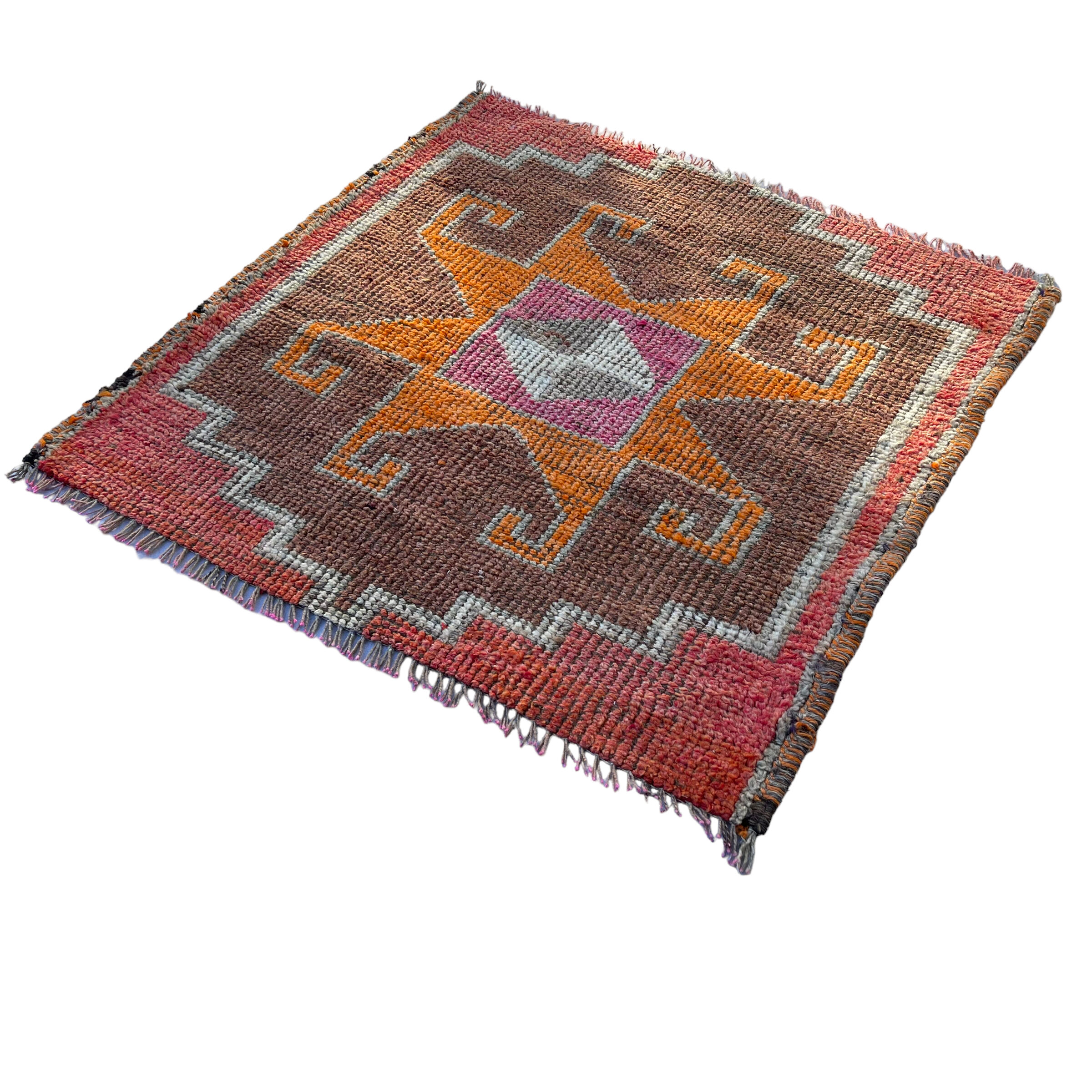 Tapis herki kurde vintage, 100 x 100 cm