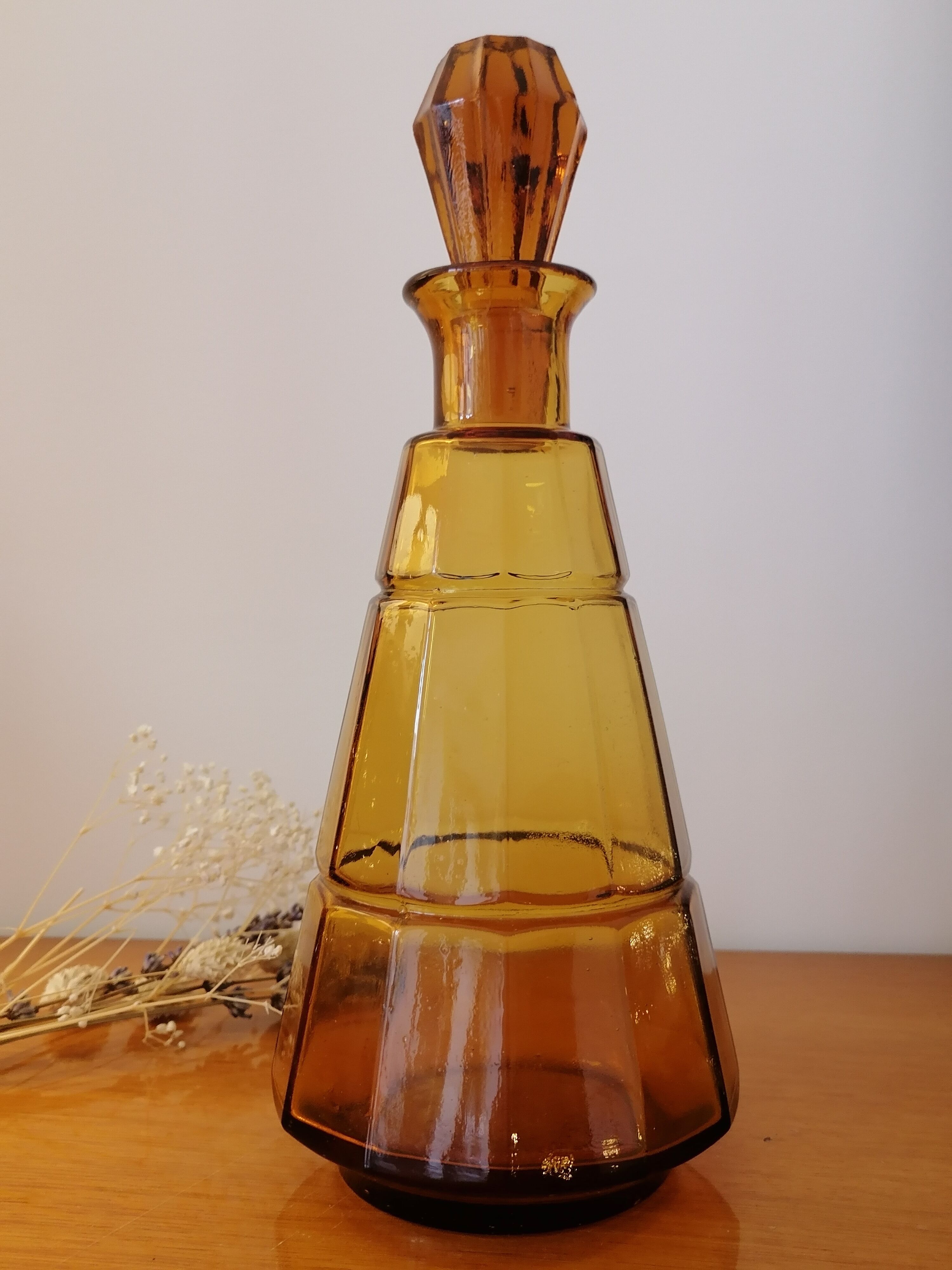 Art Deco amber glass decanter