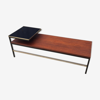 Coffee table in wood and black opaline of the 1970s