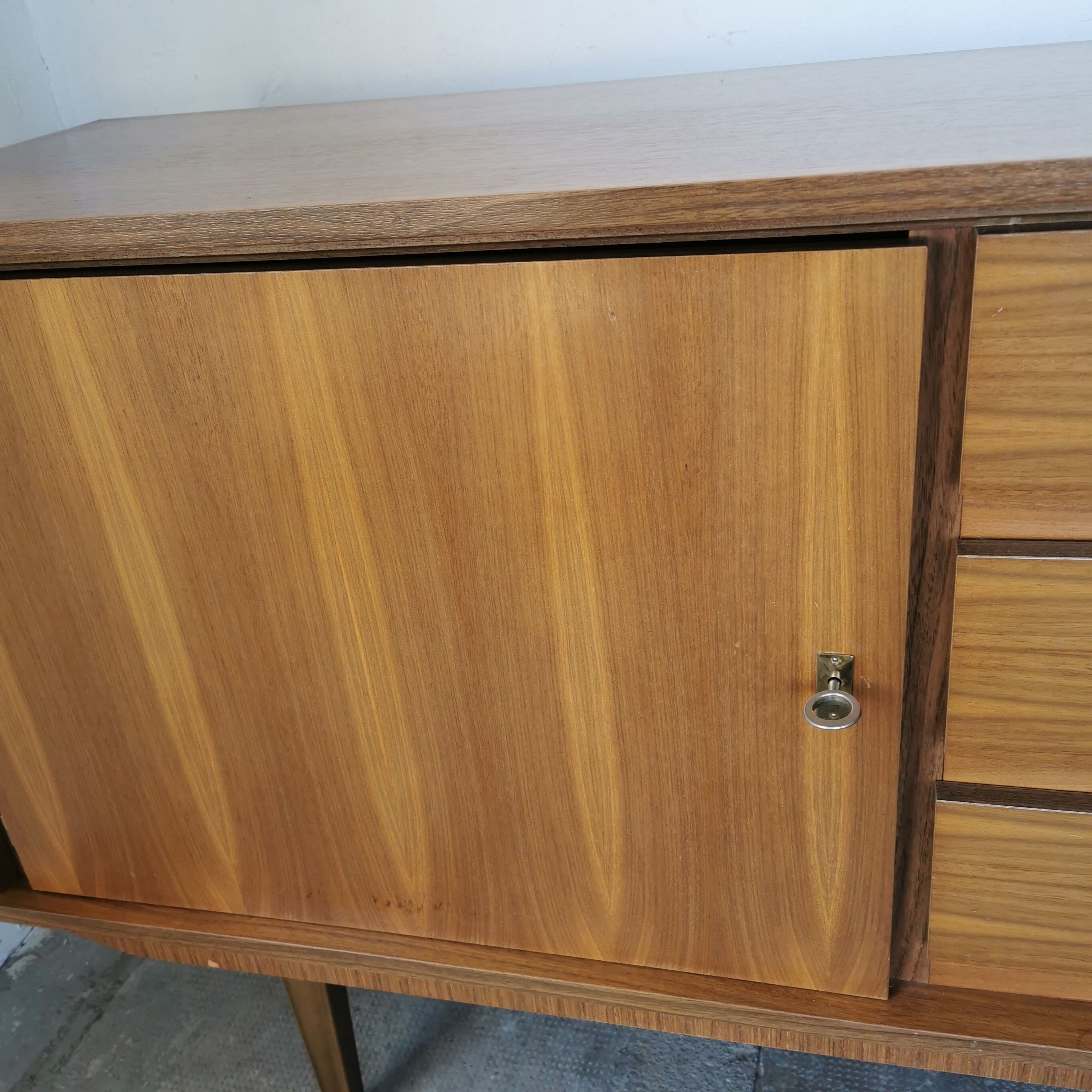 Vintage enfilade, walnut veneer 1970