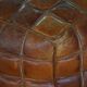Mid-20th century pouf / ottoman cube in patinated brown leather, 1960s.
