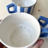 Set of 3 FOX TROTT coffee cups from Sarreguemines, 1930s, Art Deco service.