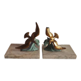 Pair of greenhouses books art deco birds