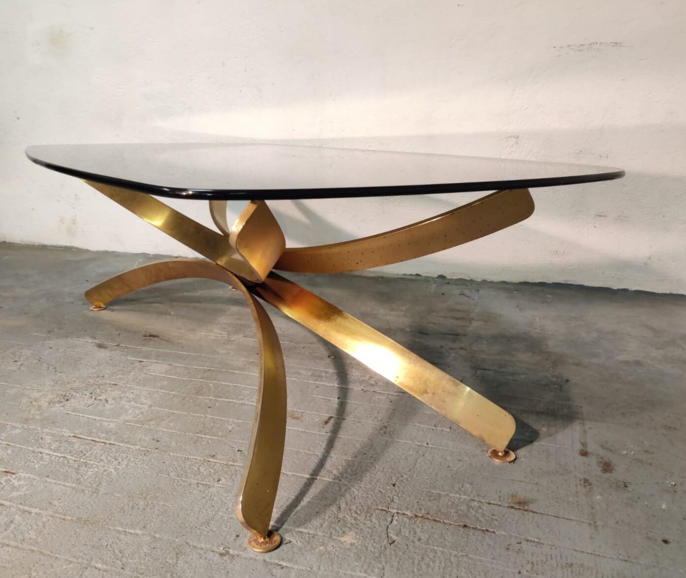 Golden metal coffee table, 70s