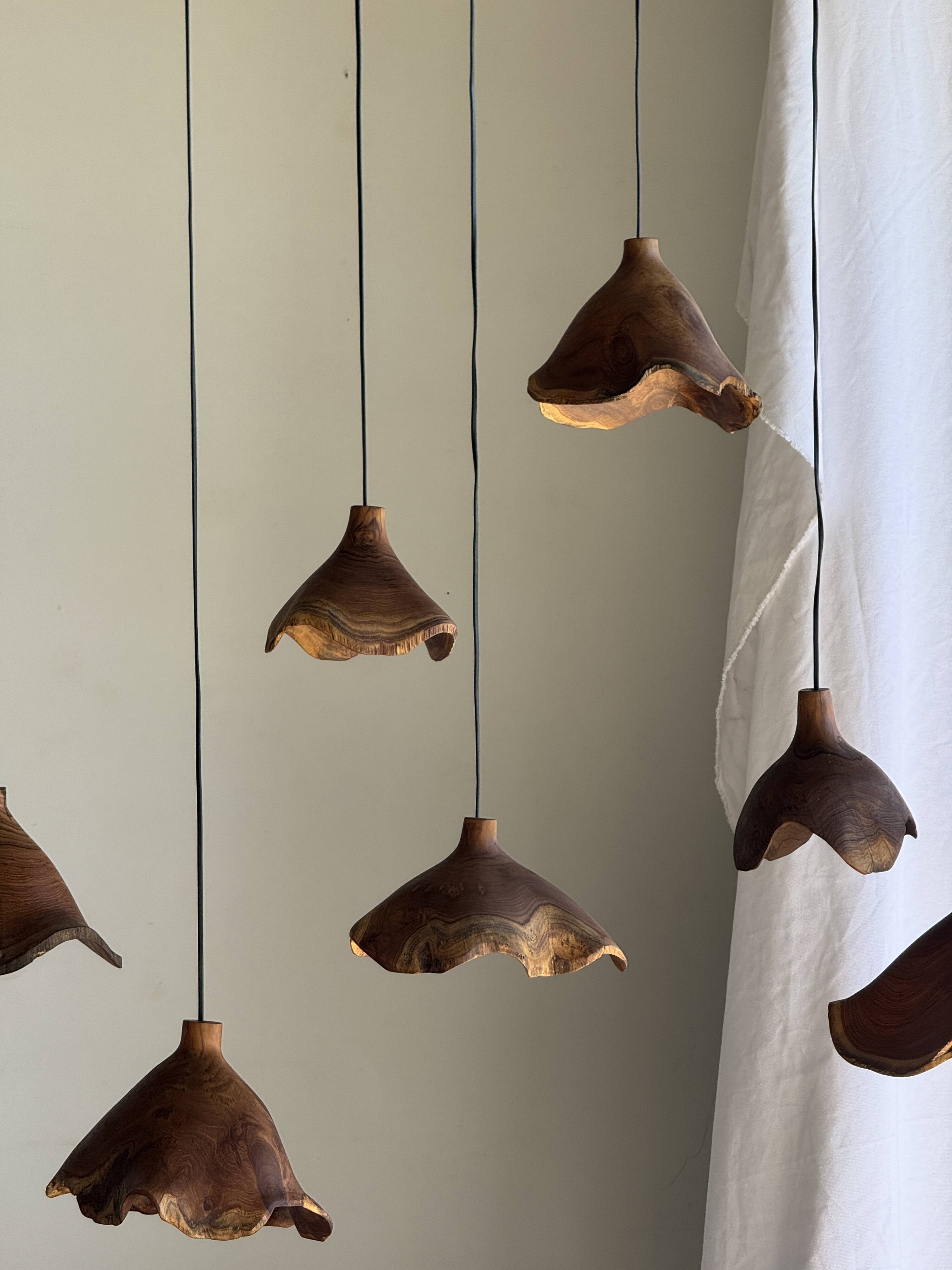 Small suspension in organic teak hat D30 H20