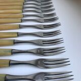 Set of 8 forks with horn dessert 60s