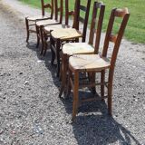 6 antique mulched chairs