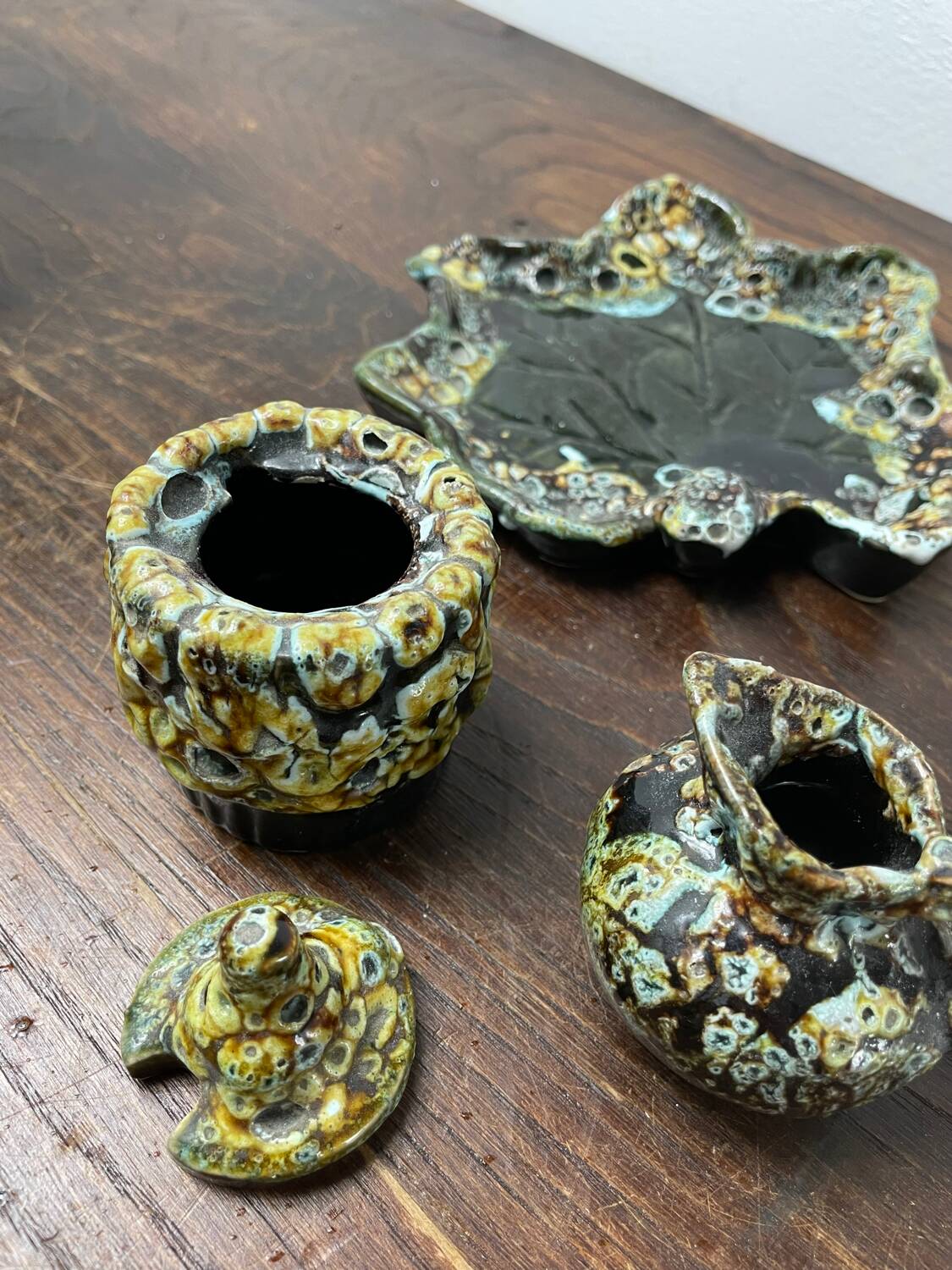 Vallauris fat lava ceramic condiment set