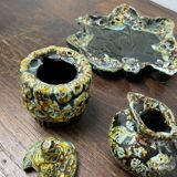 Vallauris fat lava ceramic condiment set