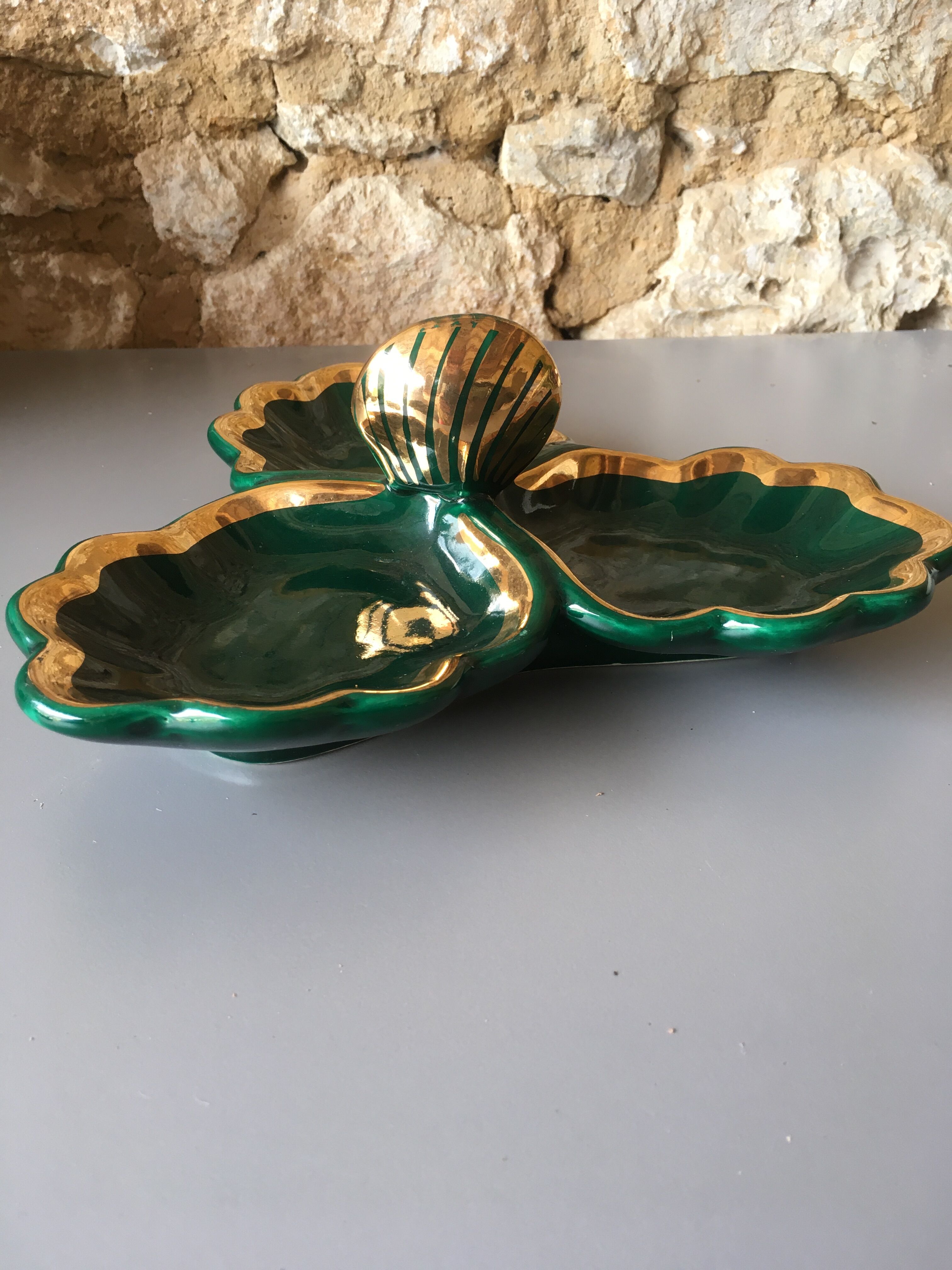 1950s green earthenware servant