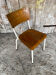 Old school chair colmon white metal tube + vintage wood