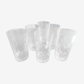 Set of 6 glasses of lemonade in chiseled crystal