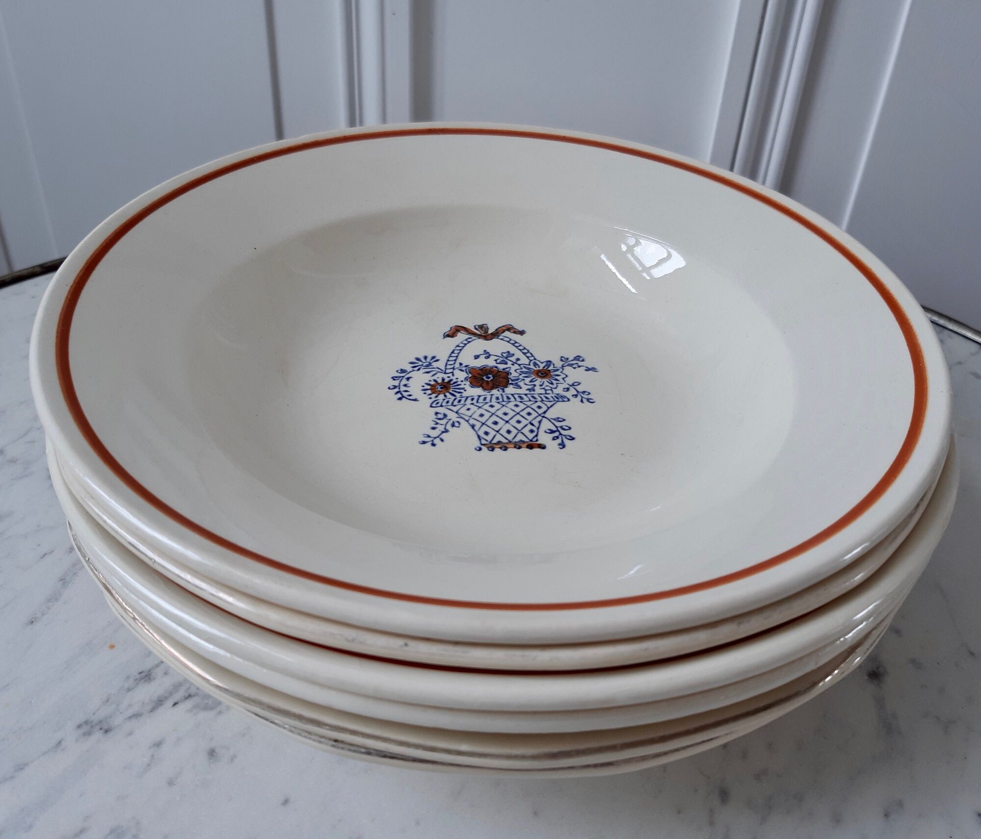 Lot de 6 assiettes creuses Digoin Gien années 30
