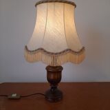 Turned wooden bedside lamp