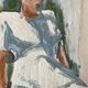 Painting signed pastel female portrait “light in the garden”