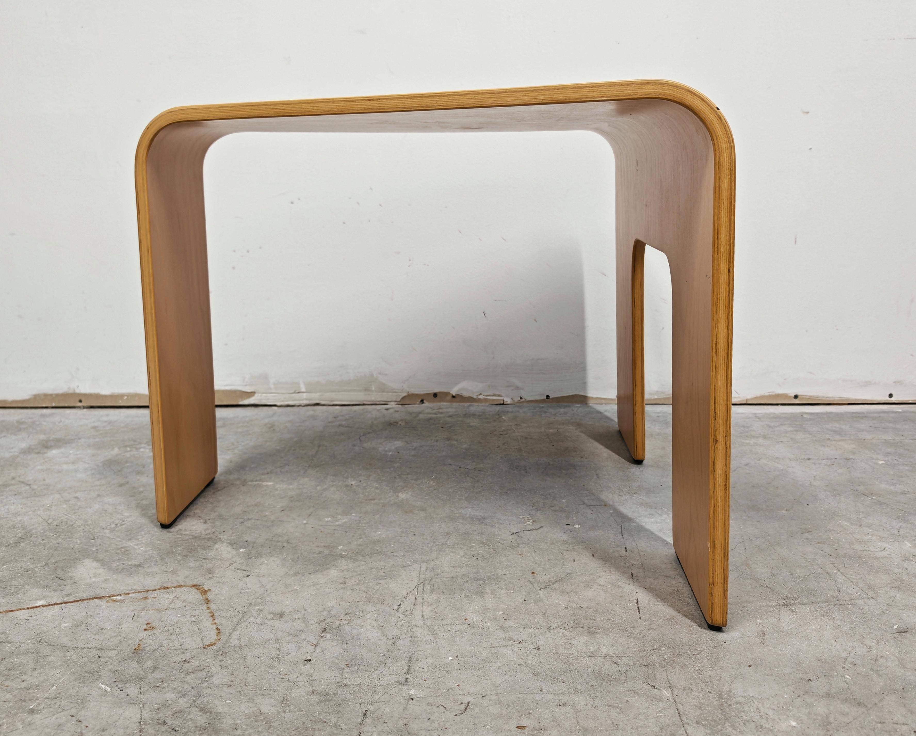 Postmodern side table made of beech plywood by Ekornes Stressless from the 1980s.