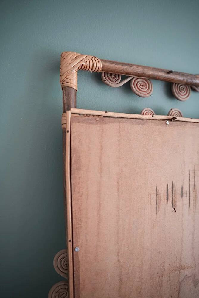 Antique rattan mirror
