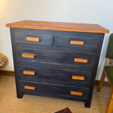Vintage patinated black craft furniture style chest of drawers