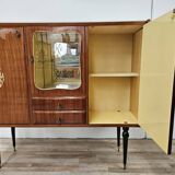 Mid-century 1960s mahogany showcase with glass top